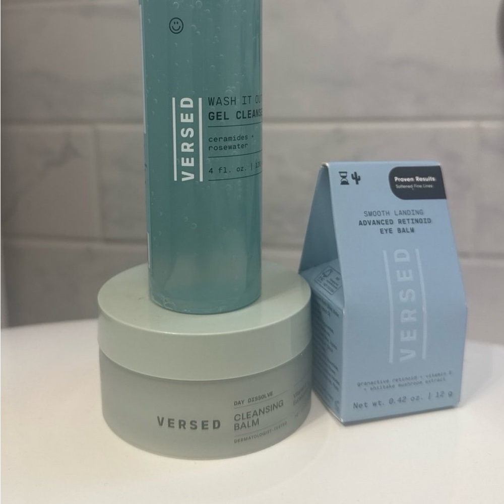 Versed Skincare Set - Blue Cleansing Balm and Gel Cleanser and eye balm